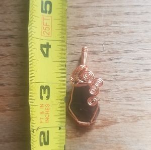 Apache tear copper wrap pendant